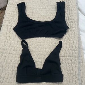Set of 2 black cotton skims bralettes